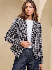 Lipsy Black Single Breasted Boucle Cropped Blazer - Image 1 of 4