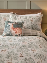 Dreams & Drapes Natural Forest Animals Print Brushed 100% Cotton Duvet Cover Set - Image 2 of 3