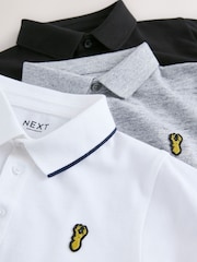 Black/White/Grey Short Sleeve Polo Shirts 3 Pack (3-16yrs) - Image 7 of 7