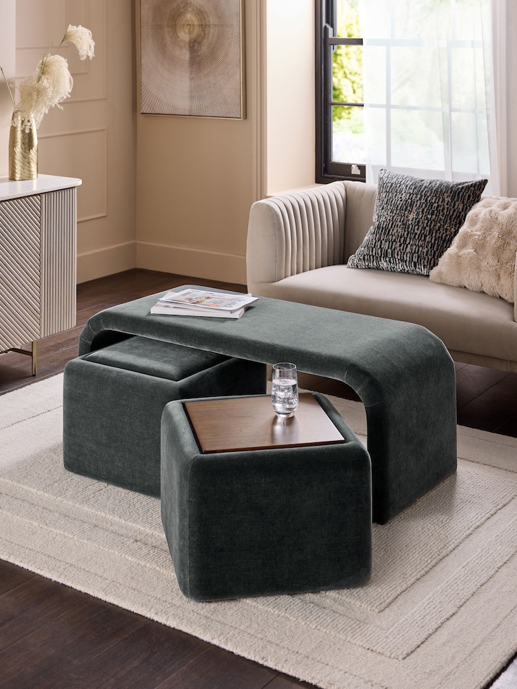 Opulent Chenille Slate Grey Sidney Coffee Table - Image 1 of 11
