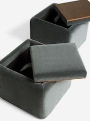 Opulent Chenille Slate Grey Sidney Coffee Table - Image 10 of 11