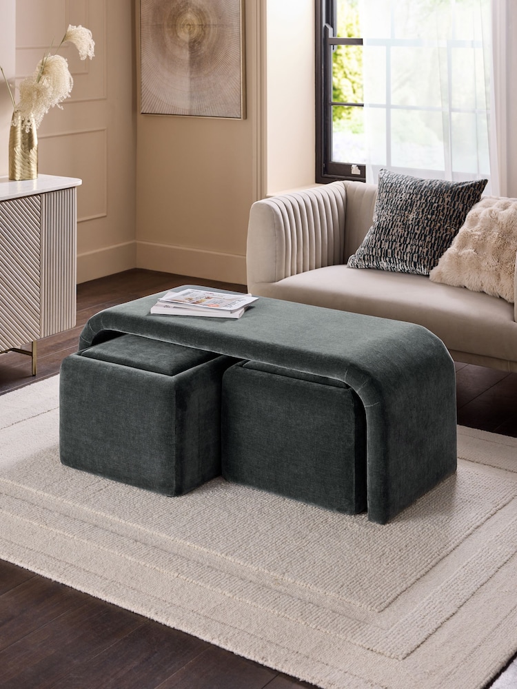 Opulent Chenille Slate Grey Sidney Coffee Table - Image 2 of 11