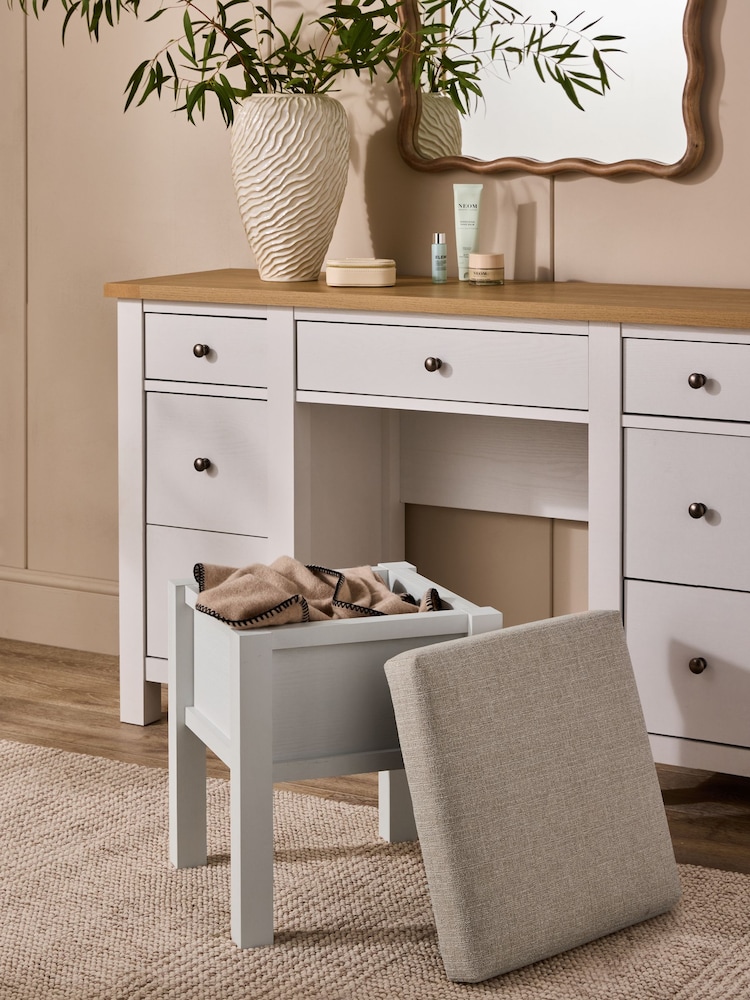 Tweedy Plain Light Natural Chalk Malvern Oak Effect Storage Stool - Image 2 of 8