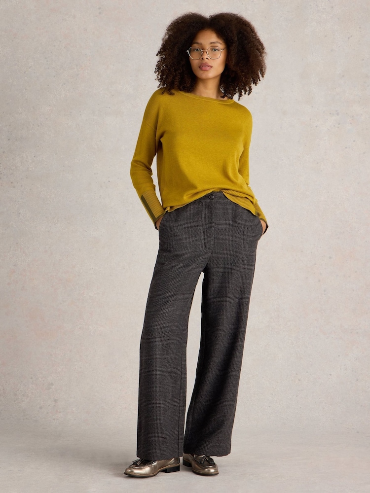 White Stuff Black Una Tweedy Wide Leg Trousers - Image 1 of 6