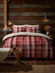 Fusion Red Mulford Check Plush Duvet Cover Set - Image 1 of 3