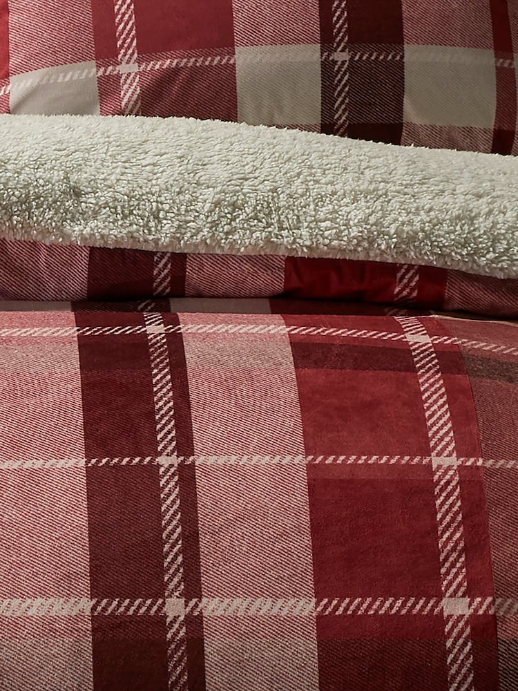 Fusion Red Mulford Check Plush Duvet Cover Set - Image 3 of 3