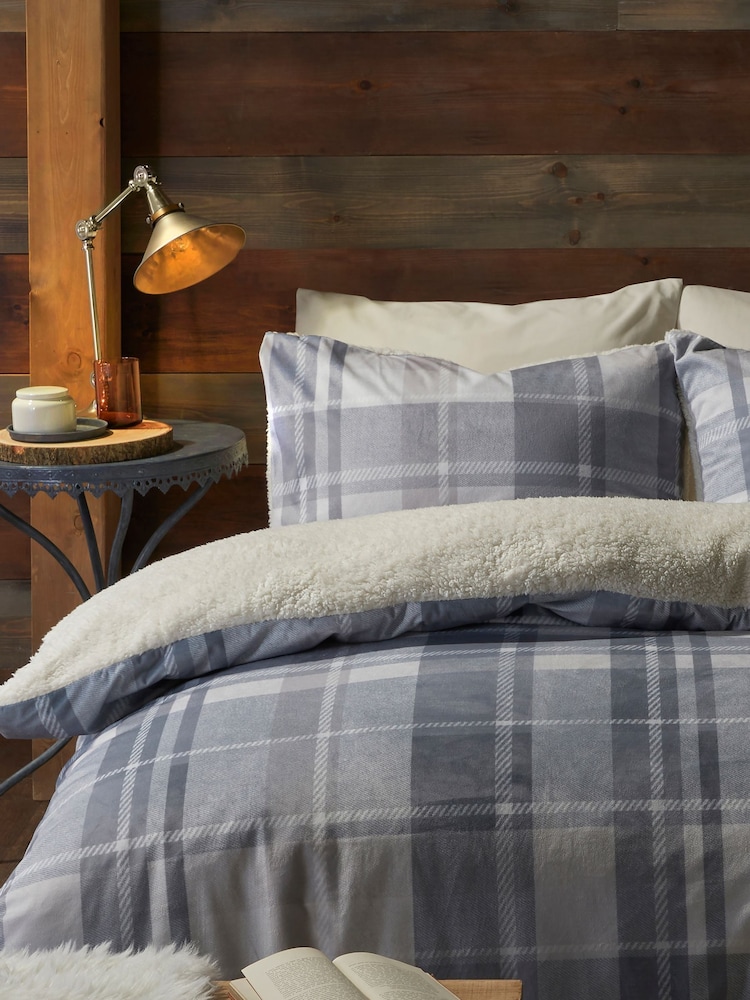 Fusion Grey Mulford Check Plush Duvet Cover Set - Image 2 of 3 Fusion Grey Mulford Check Plush Duvet Cover Set - Image 2 of 3