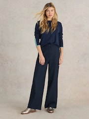 White Stuff Blue Una Tweedy Wide Leg Trousers - Image 1 of 6