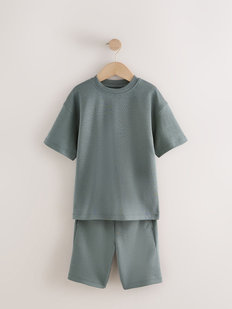 Antraciet - Relax Fit set van zwaar T-shirt en short (3-16 jr) - Image 1 of 5