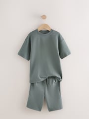 Antraciet - Relax Fit set van zwaar T-shirt en short (3-16 jr) - Image 2 of 5