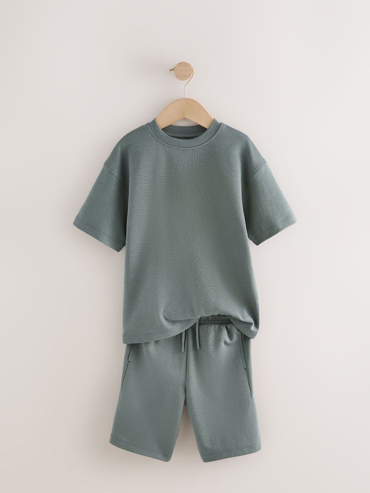 Antraciet - Relax Fit set van zwaar T-shirt en short (3-16 jr) - Image 2 of 5