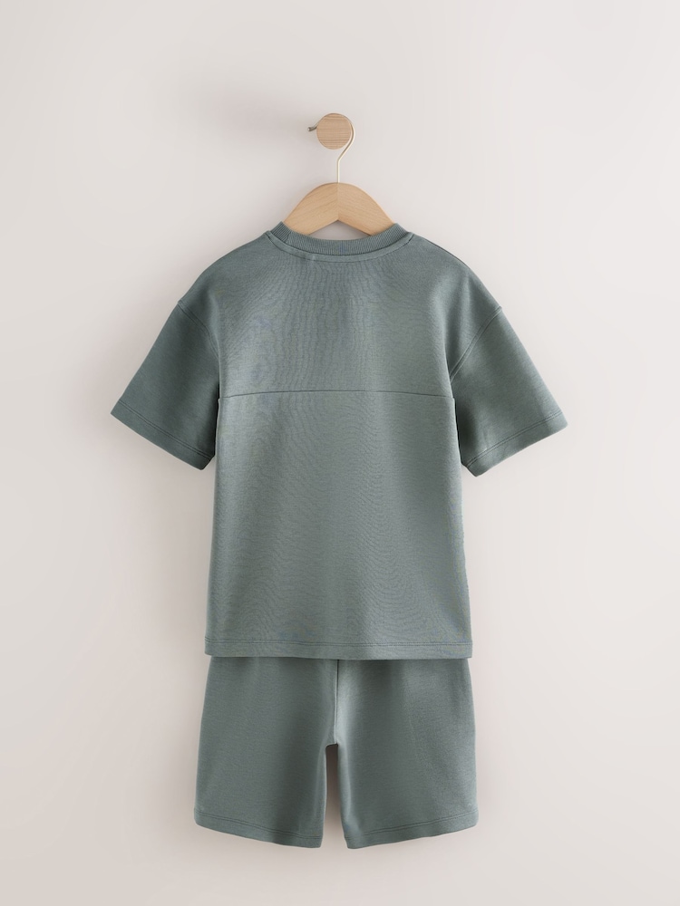 Antraciet - Relax Fit set van zwaar T-shirt en short (3-16 jr) - Image 3 of 5