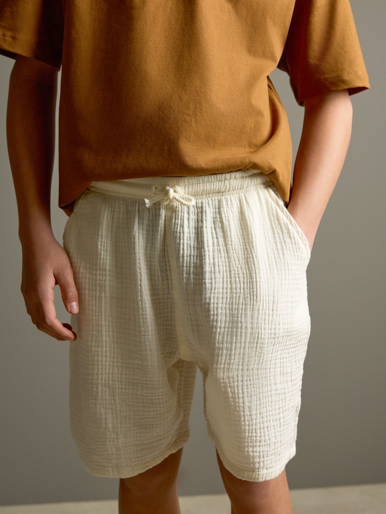 Jaune Buttermilk - Short tissé texturé doux 100% coton (3-16ans) - Image 1 of 1