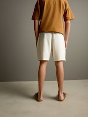 Buttermilk Yellow 100% Cotton Soft Textured Woven Shorts (3-16yrs) - Image 2 of 6