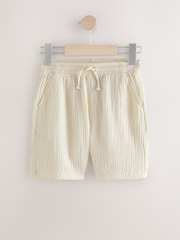 Buttermilk Yellow 100% Cotton Soft Textured Woven Shorts (3-16yrs) - Image 3 of 6