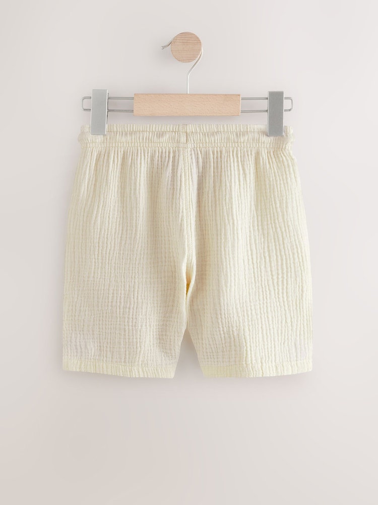 Buttermilk Yellow 100% Cotton Soft Textured Woven Shorts (3-16yrs) - Image 4 of 6