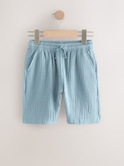 Navy 100% Cotton Soft Textured Woven Shorts (3-16yrs) - Image 1 of 4