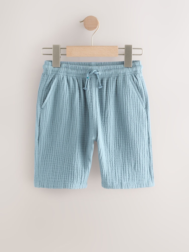 Navy 100% Cotton Soft Textured Woven Shorts (3-16yrs) - Image 1 of 4