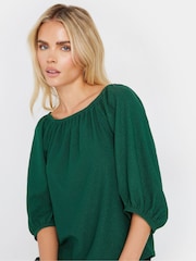 M&Co Green Petite Tree Bark Bardot Top - Image 5 of 6
