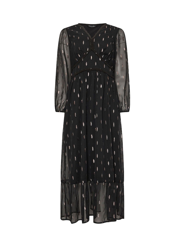 M&Co Black Metallic V-Neck Midaxi Dress - Image 5 of 5