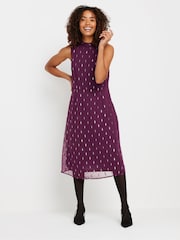 M&Co Purple Metallic High Neck Dress - Image 1 of 5