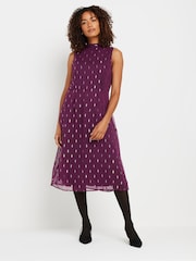 M&Co Purple Metallic High Neck Dress - Image 2 of 5