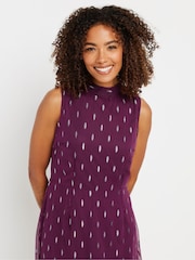 M&Co Purple Metallic High Neck Dress - Image 4 of 5
