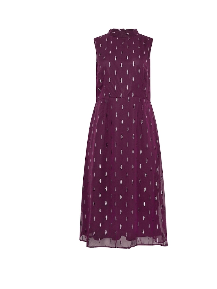 M&Co Purple Metallic High Neck Dress - Image 5 of 5