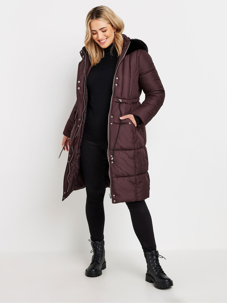 M&Co Red Quilted Faux Fur Hood Coat - Image 2 of 5