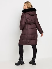 M&Co Red Quilted Faux Fur Hood Coat - Image 3 of 5