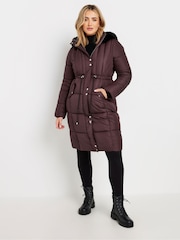 M&Co Red Quilted Faux Fur Hood Coat - Image 4 of 5