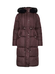 M&Co Red Quilted Faux Fur Hood Coat - Image 5 of 5