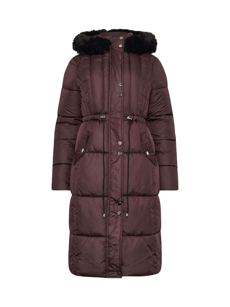 M&Co Red Quilted Faux Fur Hood Coat - Image 5 of 5