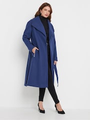 M&Co Blue Tailored Wrap Coat - Image 1 of 6