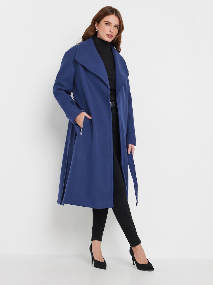 M&Co Blue Tailored Wrap Coat - Image 1 of 6