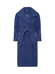 M&Co Blue Tailored Wrap Coat - Image 6 of 6