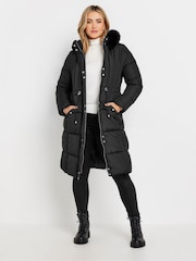 M&Co Black Quilted Faux Fur Hood Coat - Image 1 of 5