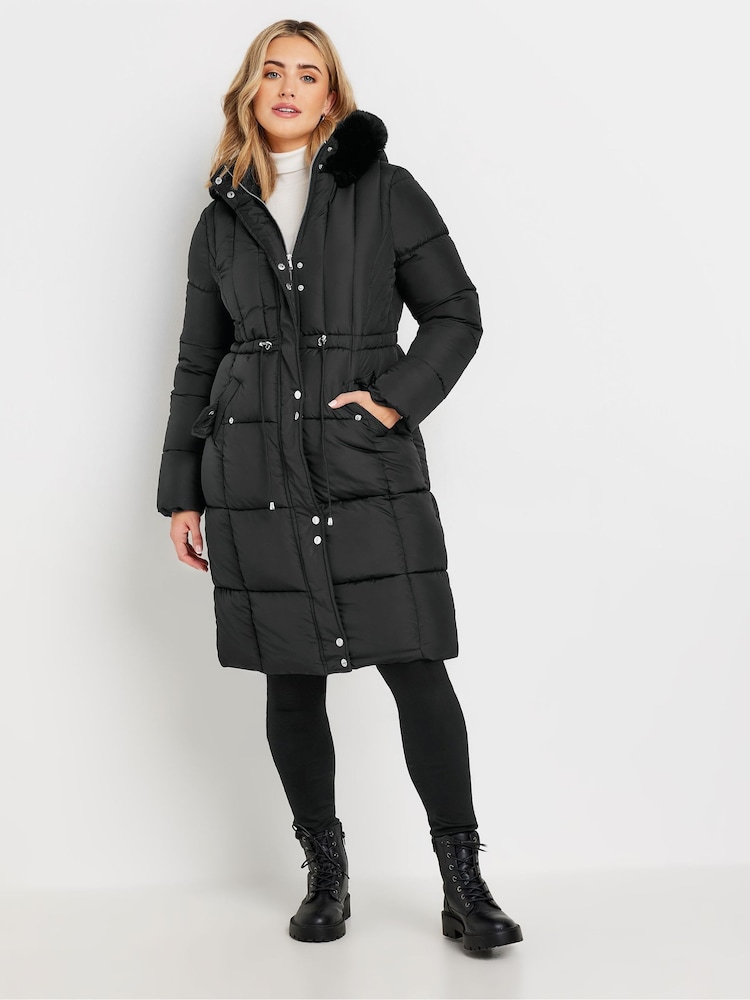 M&Co Black Quilted Faux Fur Hood Coat - Image 2 of 5