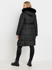 M&Co Black Quilted Faux Fur Hood Coat - Image 3 of 5