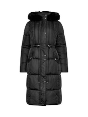 M&Co Black Quilted Faux Fur Hood Coat - Image 5 of 5
