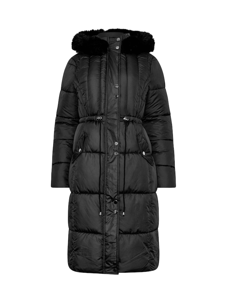 M&Co Black Quilted Faux Fur Hood Coat - Image 5 of 5