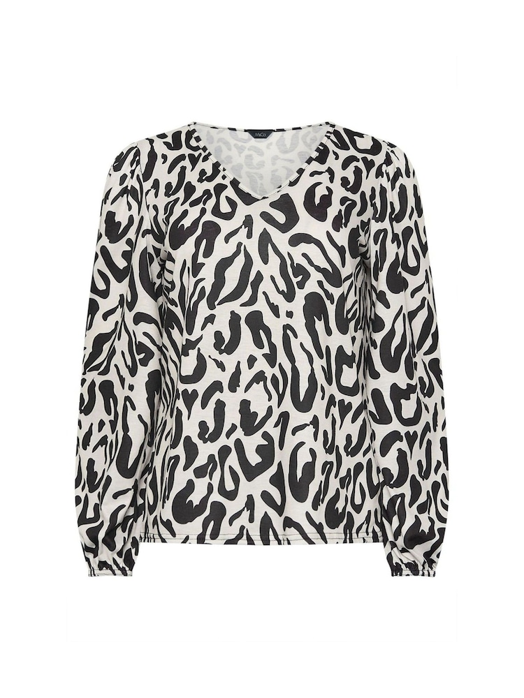 M&Co Cream Animal V-Neck Top - Image 5 of 5