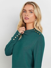 M&Co Blue Petite Button Turtle Neck Jumper - Image 4 of 5