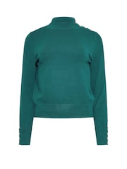 M&Co Blue Petite Button Turtle Neck Jumper - Image 5 of 5