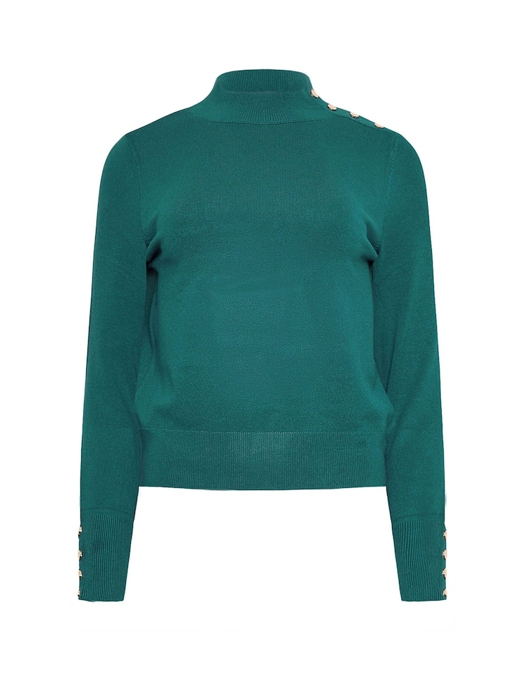 M&Co Blue Petite Button Turtle Neck Jumper - Image 5 of 5