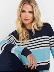 M&Co Blue Petite Multi Stripe Jumper - Image 4 of 5