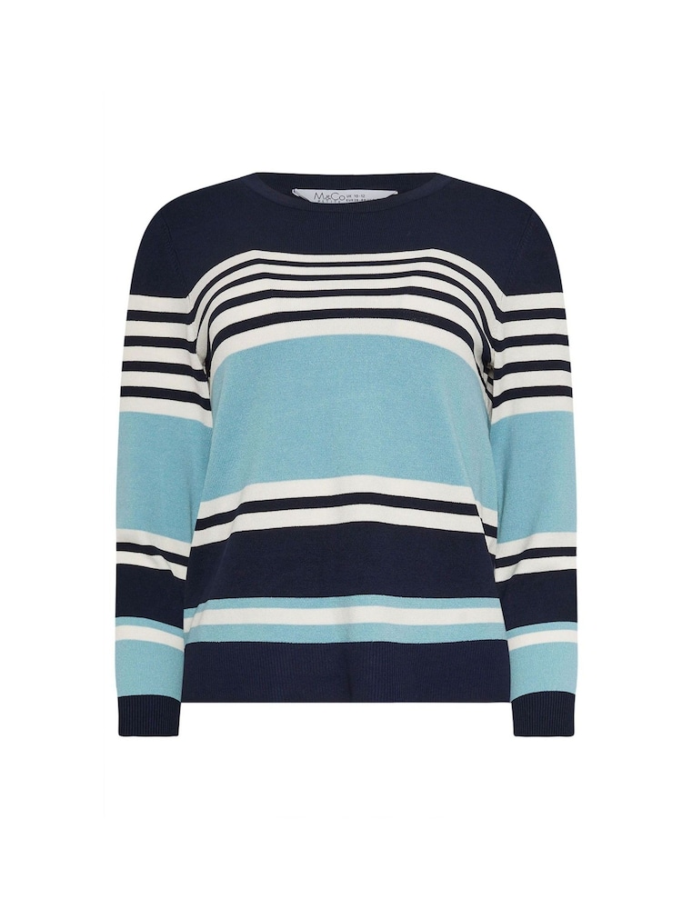 M&Co Blue Petite Multi Stripe Jumper - Image 5 of 5