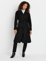 M&Co Black Tailored Wrap Coat - Image 1 of 6