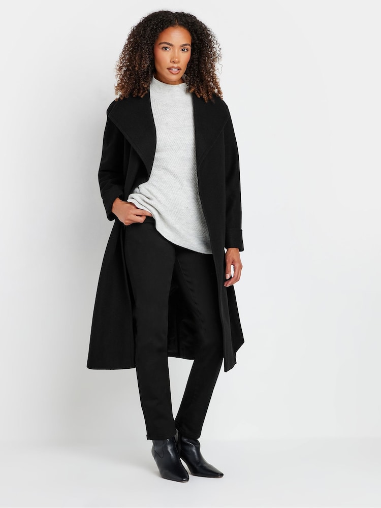M&Co Black Tailored Wrap Coat - Image 2 of 6