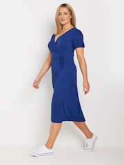 M&Co Blue Ditsy Wrap Dress - Image 1 of 4